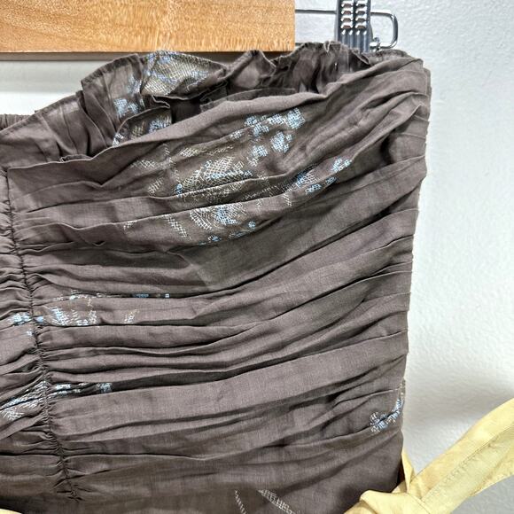 Anthropologie Odille Strapless Pleated Peppermint Tea Dress 4P 4 Petite SP PS - Picture 7 of 10